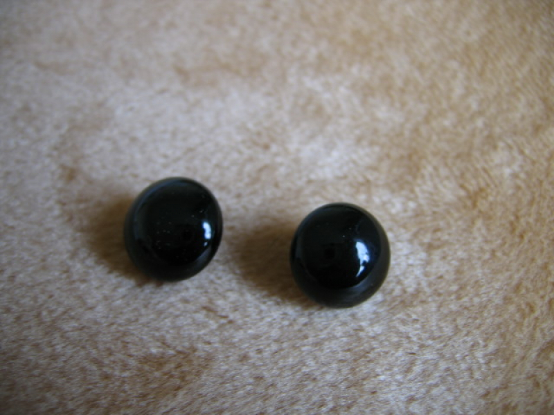 NEU 10 mm 1 Paar schwarze Glasaugen mit weißer Ecke mit Öse 